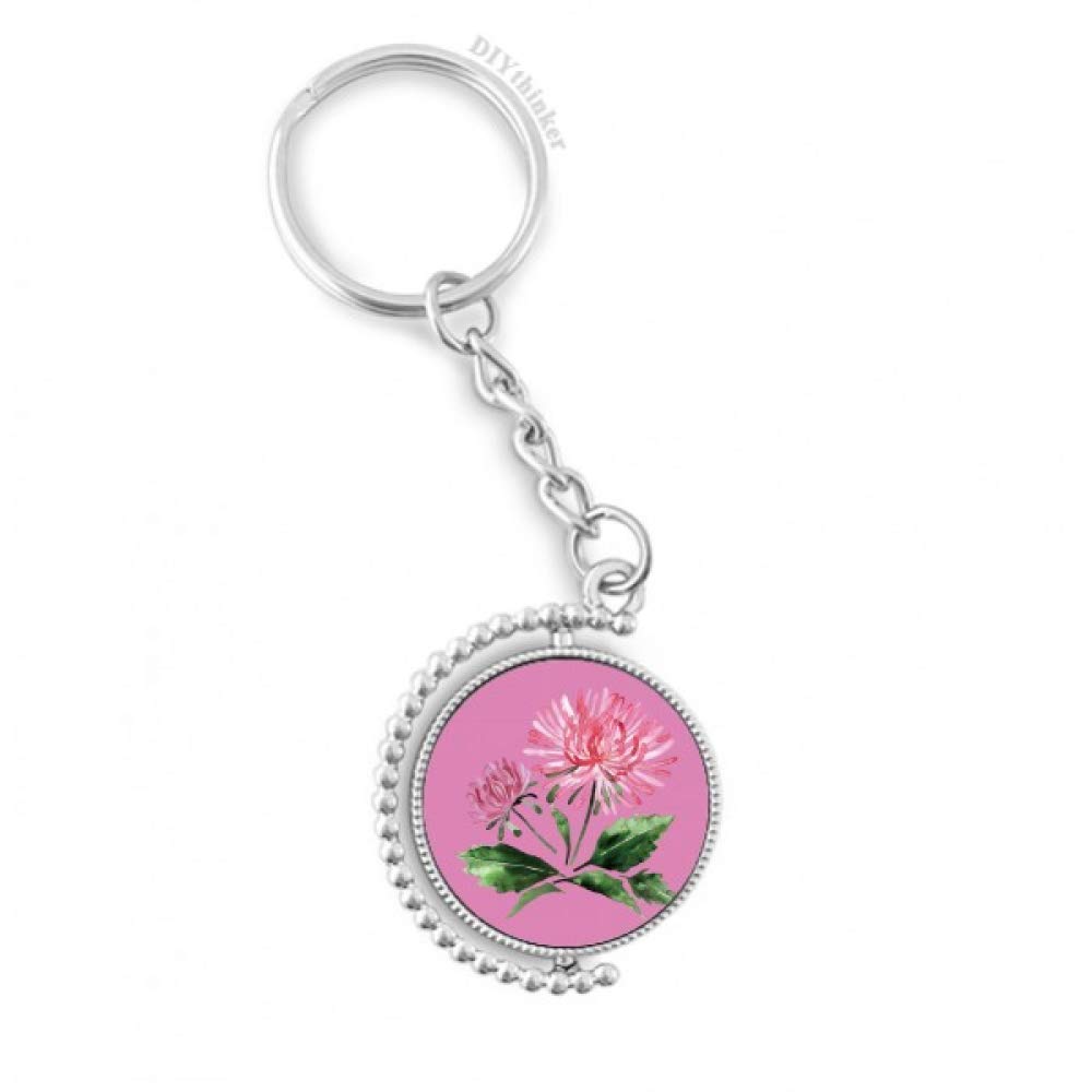 Llavero con anillo de la cadena giratorio de rosa y crisantemo 4