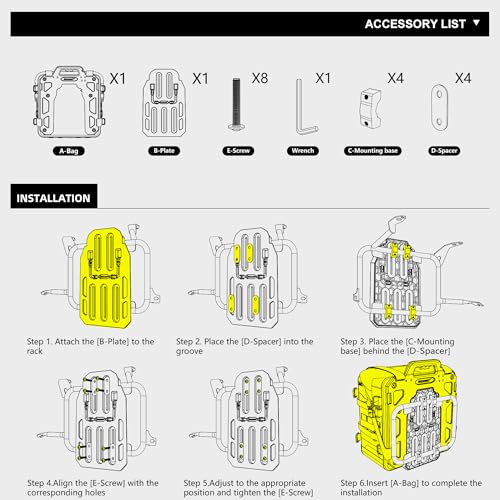Image of Rhinowalk Motorcycle Saddle bag Waterproof Luggage Bag 20L Quick Release with MOLLE System with Lock Fits Most Adventure and Sports Bike Motorcycle Racks (Black, 1 Pack)