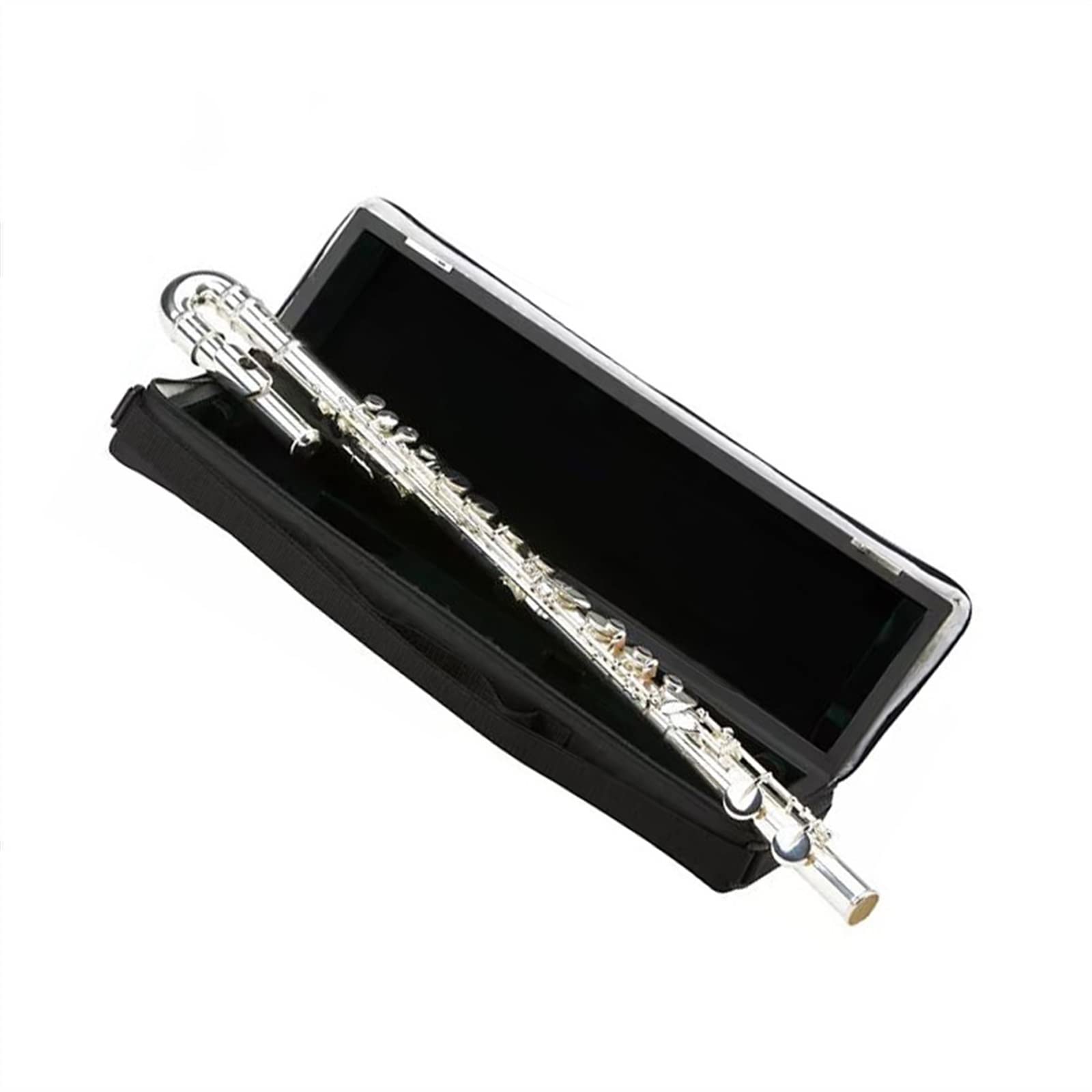 Flet instrument Flet Studencki Z Prostym/zakrzywionym Łbem Nowy Posrebrzany Zespół Szkolny Flet C Tone 16 Klawiszy Zamknięty Otwór Z Etui Flet prosty (Color : Curved)