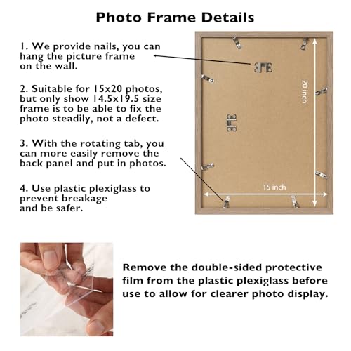 Image of JCJMY 15x20 Picture Frame Rustic Brown for Poster Photo Picture, Horizontal and Vertical Formats for Wall Hanging, 15 x 20 Wall Gallery Poster Photo Frame for 15 by 20 Photos Posters, Rustic Brown