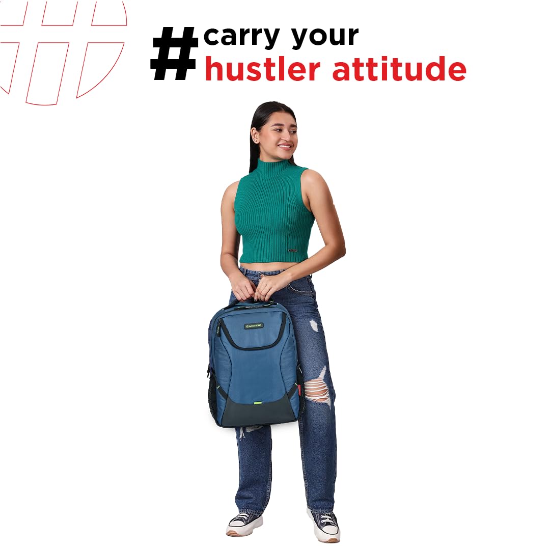 HARISSONS Hornet 17L Computer Laptop Backpack for Men & Women 15.6 Inches (Grey) | PU Fabric Bag For Office & Travel with Adjustable & Padded Backstraps, Ventilated Back Panel & Trolley Sleeve 1