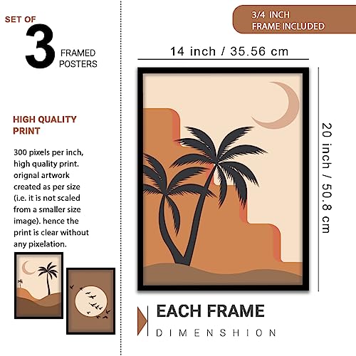Image of NoWorries Coconut palm tree nature wall paintings for living room /Wall hangings for home decor, Wall art framed poster art prints (Theme-minimal) multicolor frame Set of 3 (Art-16, 13x19inch)