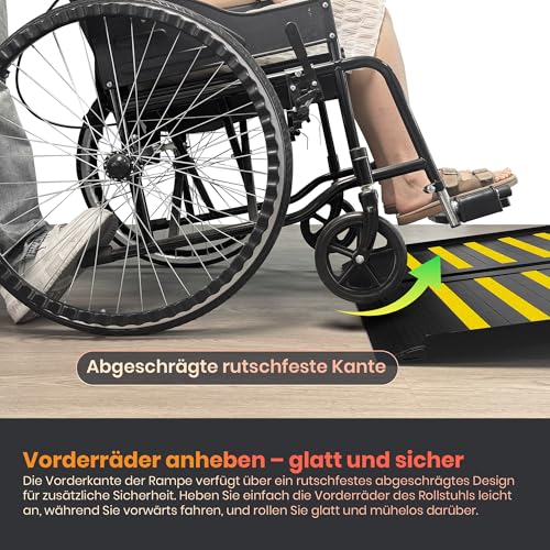 XARILK 91,4 cm Rollstuhlrampe mit Griff, rutschfeste Aluminium-Schwellenrampe, klappbare Rollstuhlrampe für Treppen, Türschwellen, für Rollstühle und Rollator, Tragfähigkeit bis 360 kg