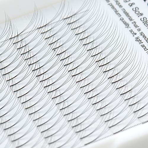 NAGARAKU Premade Fans 3D Volume Eyelash Extensions .07mm C Curl 11mm Long Stem Clusters Russian Fluffy Faux Mink Lash for Beginner Pre Fanned Cruelty-free Natural Full Matte Black