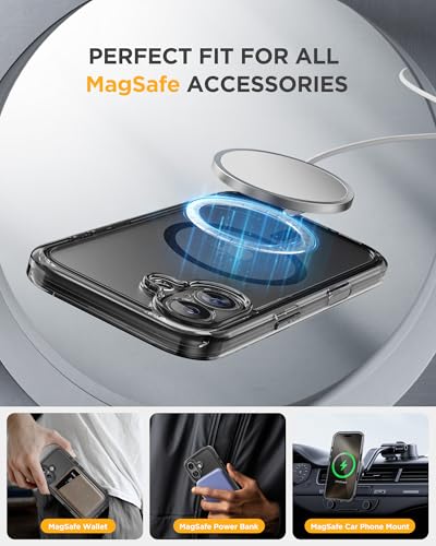 Image of Miracase for iPhone 17 Case 6.3'', Full-Body Bumper Military Drop Protection Outdoor Phone case with Built-in Glass Screen &Camera Control,Easy Installation,No Gap,Compatible with MagSafe,Clear Black