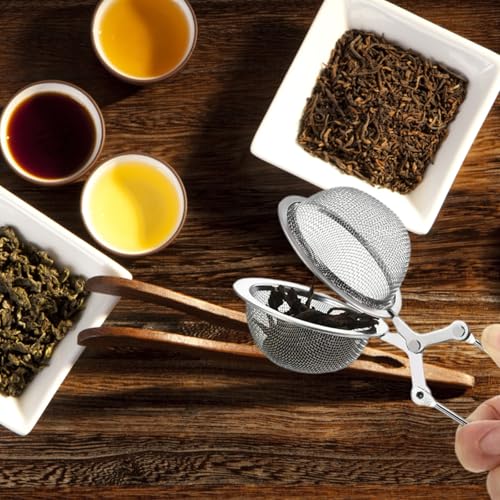 2 Stück Teezange für Losen Tee, Edelstahl Teeei für losen Tee, Tee Ei Sieb, Tea Infuser, Teezange mit Rostfreiem Griff, Küchenhelfer für Tee und Gewürze, Siebzange für Teeliebhaber (4.5×15.5cm)