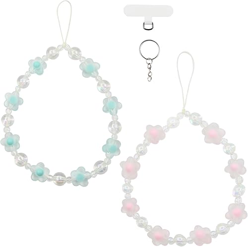 Miniatura 1 de Dije para teléfono, bonito dije de flor para teléfono, color rosa, verde y morado, llavero para teléfono Airpods