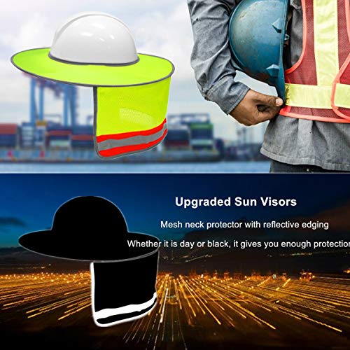 Image of XIAKE Hard Hat Sun Shade Full Brim Mesh Sun Shield High Visibility, Neon Yellow, 1 Pack