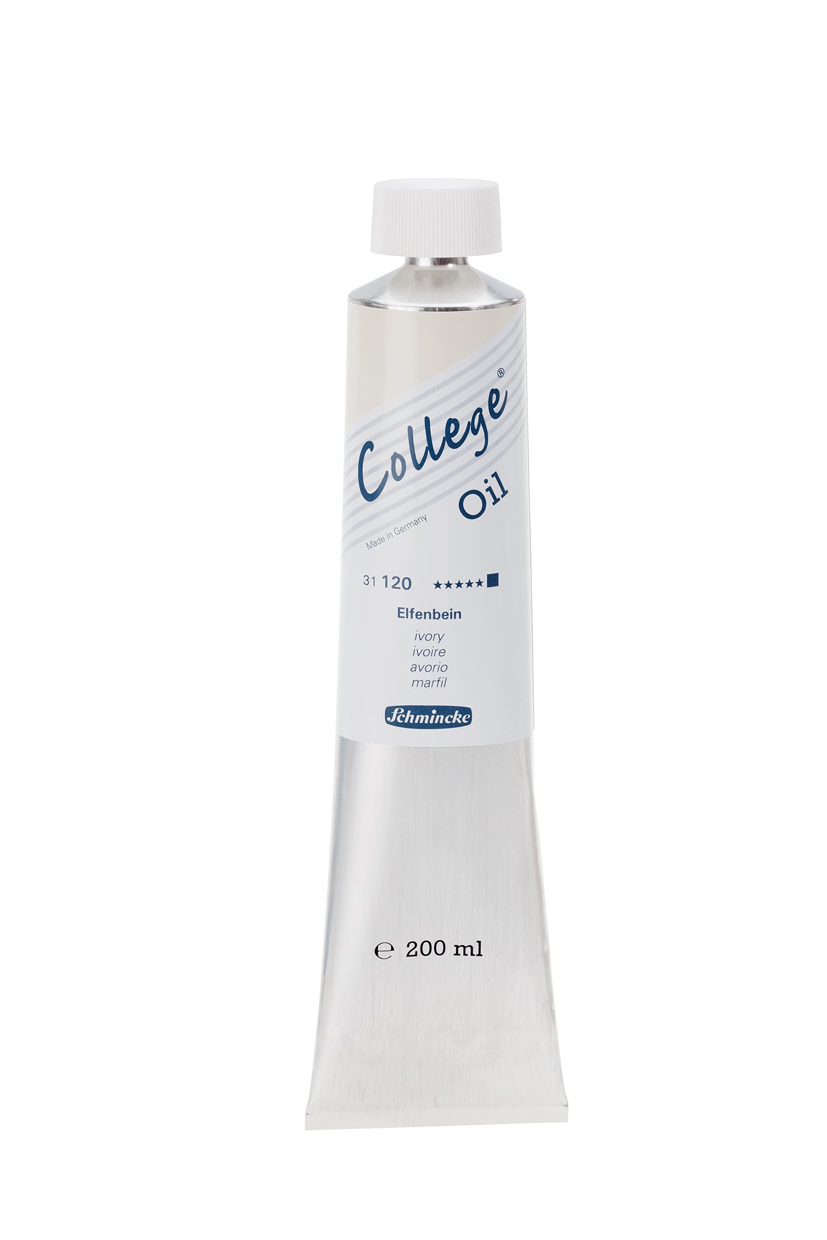 Schmincke - Óleo College®, Marfil en tubo de 200 ml, 31120015, Colores al óleo para artistas, pigmentos para artistas probados y aceites vegetales naturales, buena resistencia a la luz