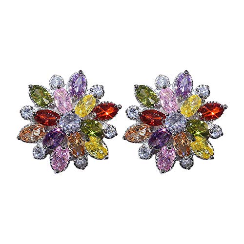 Boucles d'oreilles fleurs en cristal élégantes avec pierres pour femme