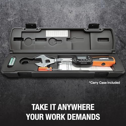 NAVAC NTW1 Digital Torque Wrench - Adjustable Jaw - Digital Readout - Torque Settings Memory - Dual Direction - Selectable Measuring Units - Indicator Lights and Sound - 1 Year Warranty