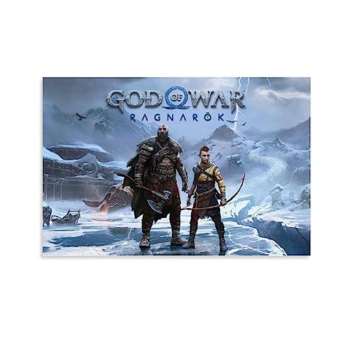 UMCHU Póster de God of War Ragnarok Pintura Decorativa Lienzo Arte de Pared Salón Póster Dormitorio Pintura, Arte de Pared Impresión de Imagen Moderna Decoración de Habitación Familiar 08 x 12