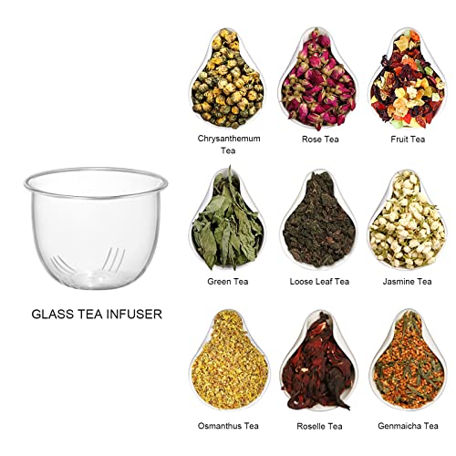 Lezero Glass Tea Infuser Cup Gift Set, 13Oz Glass Teacups With Removable Strainer And Bamboo Lid For Steeping Blooming Tea, Loose Leaf Tea, Lead-Free, Microwave & Dishwasher Safe - For Tea Lovers #TOP5