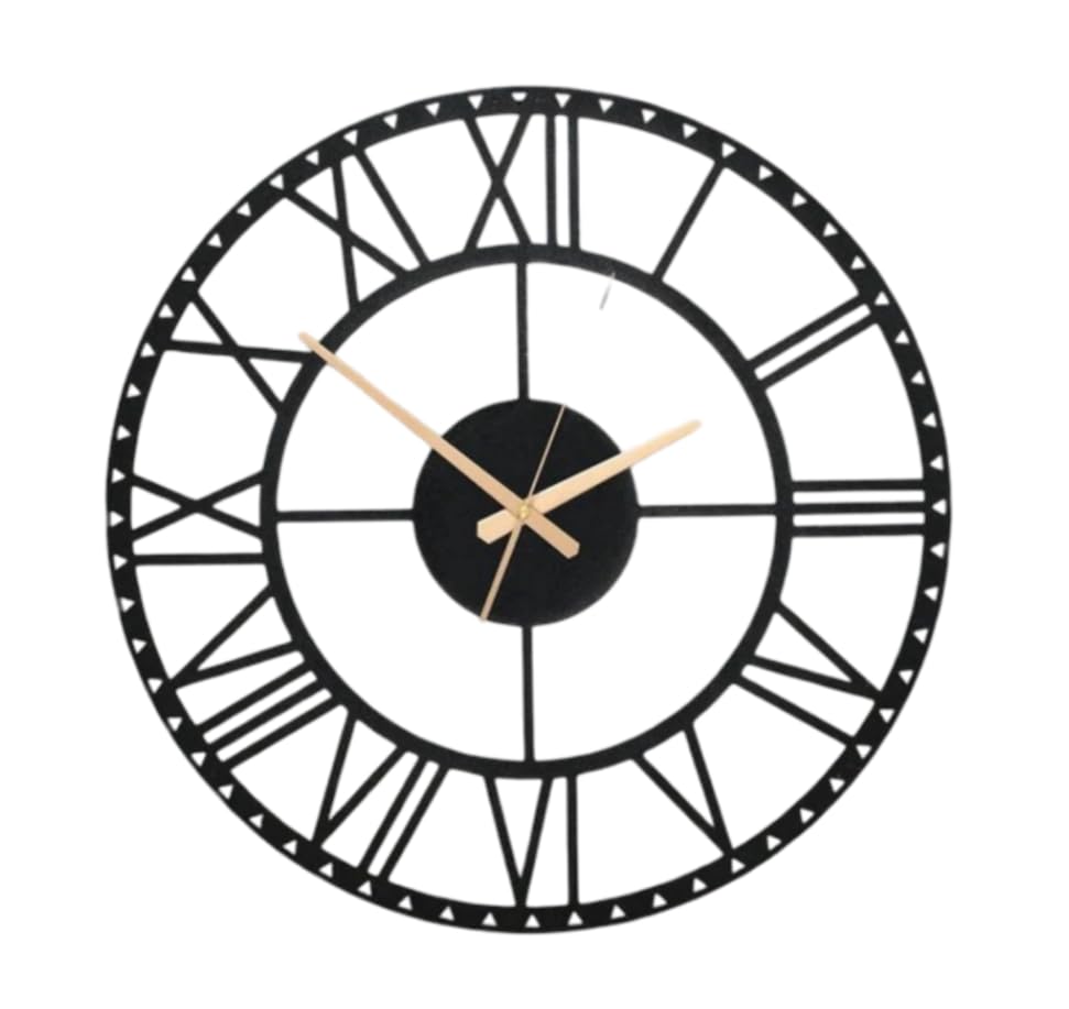 Image of Stylish Metal Wall Clock for Living Room, Bedroom, Office, Kitchen, Home and Hall | Antique Fancy Big Size Modern Wall Watch for Home Decor (DA-129, 60 CM)