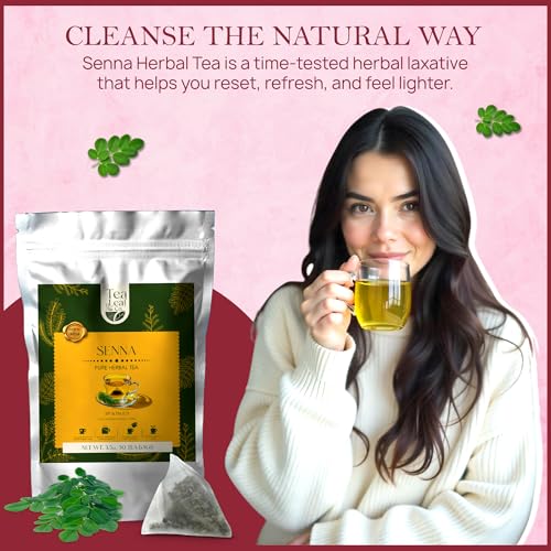 Image of Tealeaf & Co. Senna Tea Blended with Fresh Herbs - Pure Herbal Tea Bags with Senna Leaves Extract - Flavored Herbal Blend - Low Caffeine - Gluten Free - 50 Teabags