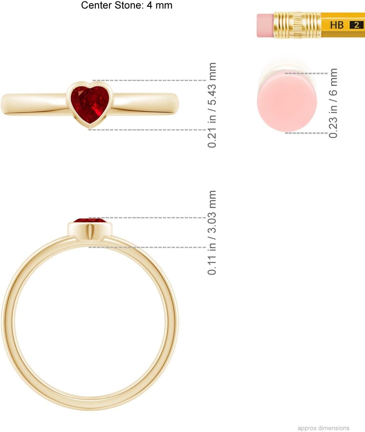 Angara Solitaire Heart Ruby Promise Ring in 14K Solid Gold/Platinum | Natural Bezel-Set Ruby Ring for Women | July Birthday, Anniversary, Gemstone Jewelry Gift - Image 4