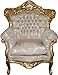 Produktbild Casa Padrino Barock Sessel King Mod2 Creme Gold Muster/Gold mit Glitzersteinen 85 x 60 x H. 116 cm