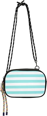 Small Crossbody Bag for Women Teal Stripe Small Phone Purses Shoulder Sling Bag Handbags with Strap for Concerts Men Festivals