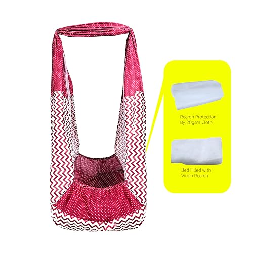 Image of beetot Cotton New Born Baby Swing Cradle (Jhula) | Cradle Cloth, Removable Mattress Bed, and Mosquito Net (Weight Capacity Up to 20Kg | Age from 0-12 Months | Cradle (Red)