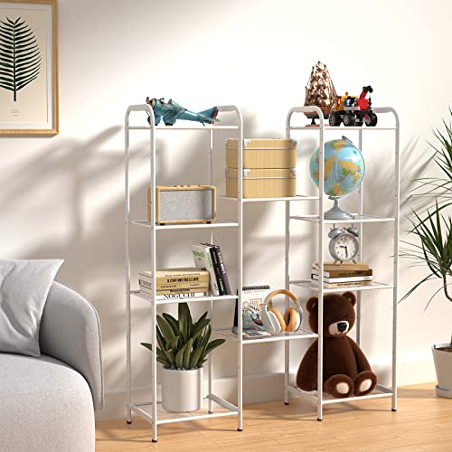Max Houser 5-Tier Metal Shelving Unit Storage Rack,Extendable Plant Stand Bathroom Organizer With Adjustable Shelf For Kitchen, Office,Living Room, Balcony, Kitchen,White #TOP3