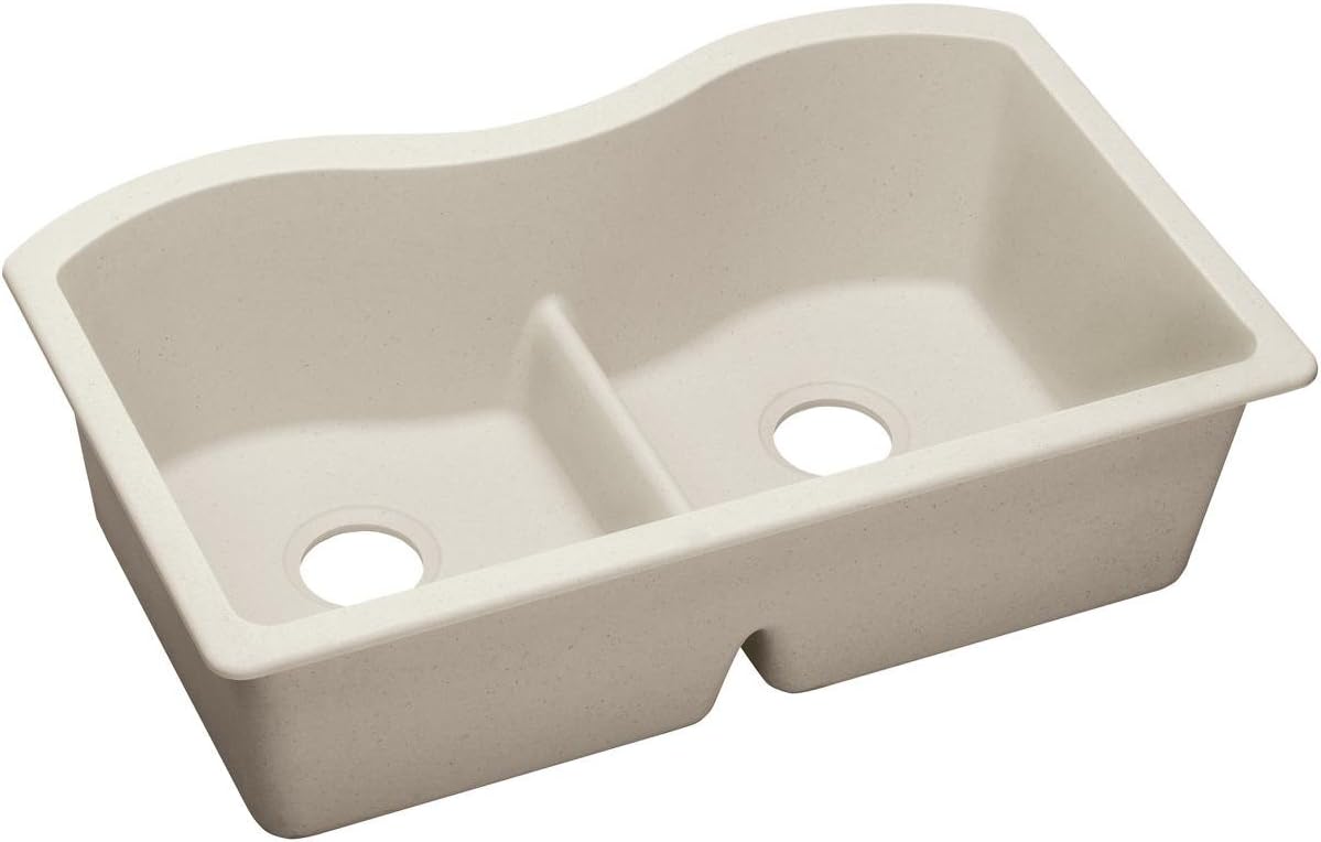 Exclusive Discount 60% Price Quartz Luxe 33 x 20 Double Bowl Undermount Kitchen Sink Finish: Ricotta