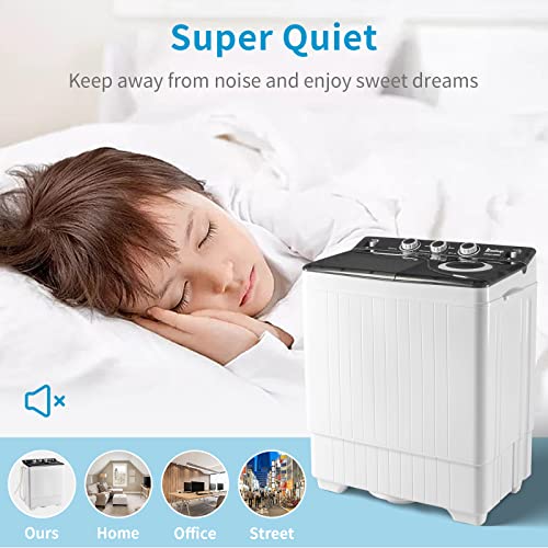 Winado 26Lbs Portable Washing Machine, Compact Mini Washer Machine & Dryer Combo, Built-In Gravity Drain, Small Twin Tub Washer With Spin Cycle For Laundry Room, Apartments, Dorms, Rv's (Black) #TOP2