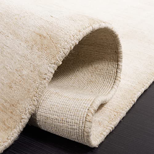 Tapete decorativo beige 2' x 3' hecho a mano en lana y viscosa miniatura 4