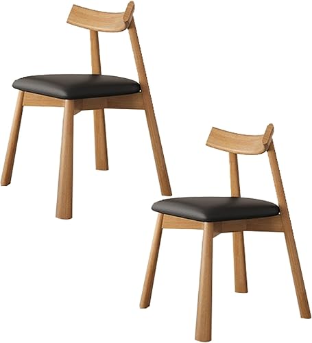 Miniatura 21 de JKGHK Dining Chairs Set, Room Chair for Kitchen with Thick Cushions, Leather Armless Living Room Chair with Curved Backrest and Wooden Legs, for