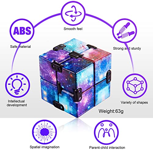 Skylety Cube Anxiety Relief Toy Hand Held Magic Sensory Stress Cube Toy for Adults Relieve Stress Christmas Party Favors(4 Pcs,Starry) by Skylety - Image 4