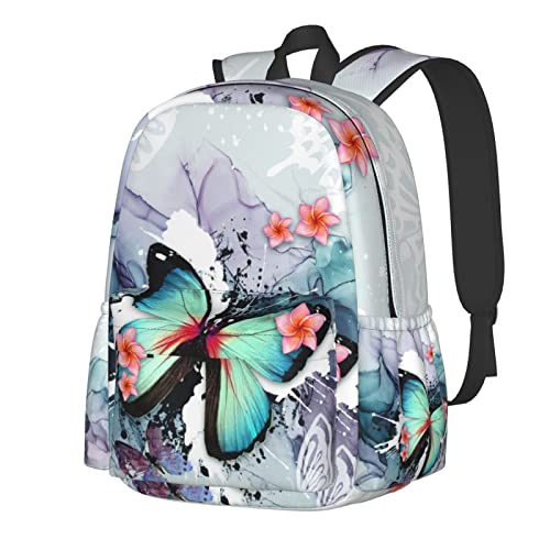 Butterfly Ink Paint Flowers Backpacks 16.9 Inch Laptop Tlarge Capacity Book Bag Adult Travel Hiking Camping Daypack