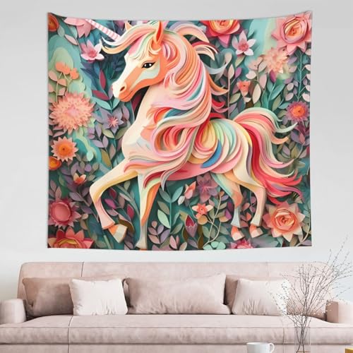 Tapisserie rose licorne TYUMH deco murale pour rechauffer un mur blanc