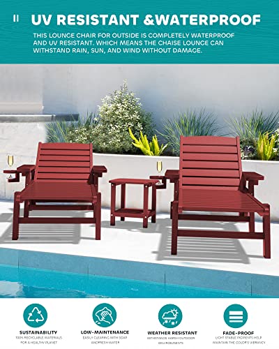 Serwall Patio Lounge Chair For Pool, Red #TOP6