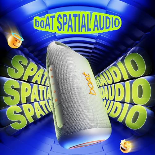 Image of boAt Stone Arc Pro, Spatial Audio, 25W Signature Sound, 58mm Drivers, Upto 12 Hrs Battery, Broadcast & App Support, Bluetooth Speaker, Wireless Speaker, Portable Speaker (Groovy Grey)
