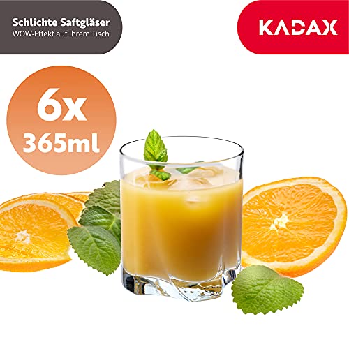 KADAX Drinkglazen van hoogwaardig glas, set van 6 waterglazen, dikwandige sapglazen, geribbelde glazen voor water, drankjes, sap, party, cocktailglazen, drankglazen (laag, 365 ml) - Image 4