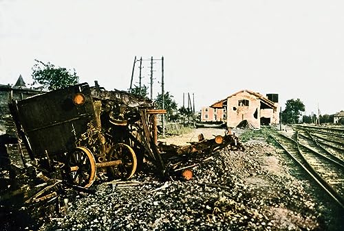 Cuadro cuadro sobre lienzo de la estación de tren dañada de Dombasle-en-argonne 60x90
