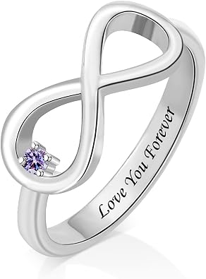 Personalized Infinity 1-9 Birthstone Rings for Women