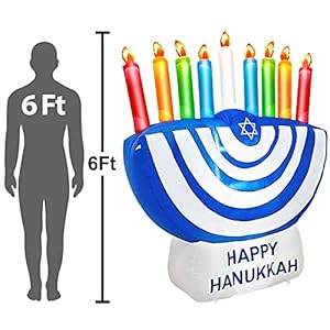 Turnmeon6footinflatablehanukkahmenorahdecorationswithledlights6stakes2tethers2weightbagschanukkahhanukkahmenorahblowupdecorationsoutdoorindooryardgardenlawnhomeparty  Urban Country Home Decor Turnmeon 6 foot inflatable hanukkah menorah decorations with led lights 6 stakes 2 tethers 2 weight bags chanukkah hanukkah menorah blow up decorations outdoor indoor yard garden lawn home party  urban country home decor