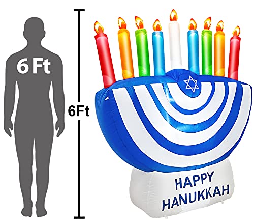 Turnmeon6footinflatablehanukkahmenorahdecorationswithledlights6stakes2tethers2weightbagschanukkahhanukkahmenorahblowupdecorationsoutdoorindooryardgardenlawnhomeparty  Urban Country Home Decor Turnmeon 6 foot inflatable hanukkah menorah decorations with led lights 6 stakes 2 tethers 2 weight bags chanukkah hanukkah menorah blow up decorations outdoor indoor yard garden lawn home party  urban country home decor