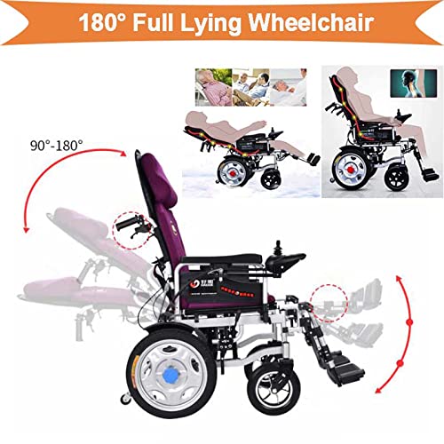 Heavy Duty Electric Wheelchair For Adults, Automatic Reclining Powered Wheelchairs With Flip-Back Armrest & Swing-Away Leg Rests, All Terrain Foldable Motorized Wheel Chair With Headrest,Grey #TOP1