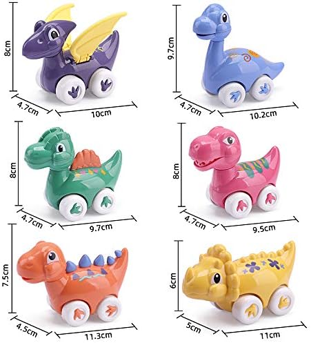 nicknack Dinosaur Pull Back Cars Gifts for Kids Toddler Dino Baby Toy Cars for 1 2 3 One Two Years Old Boys Girls