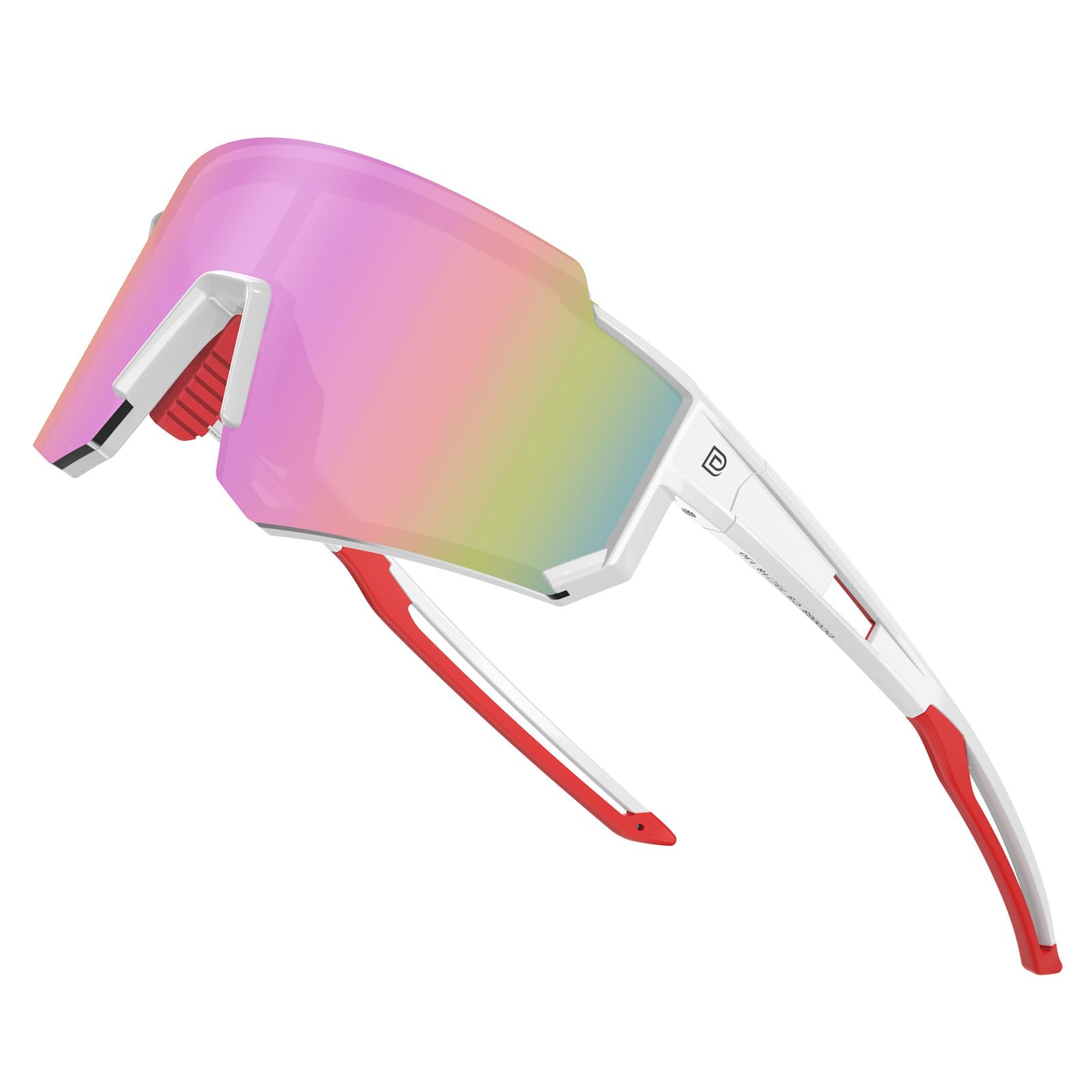 DUCO Polarized Sports Sunglasses for Men Women UV400 Protection Baseball Cycling Running Fishing Sunglasses DC0068 (White Frame Revo Pink Lens)