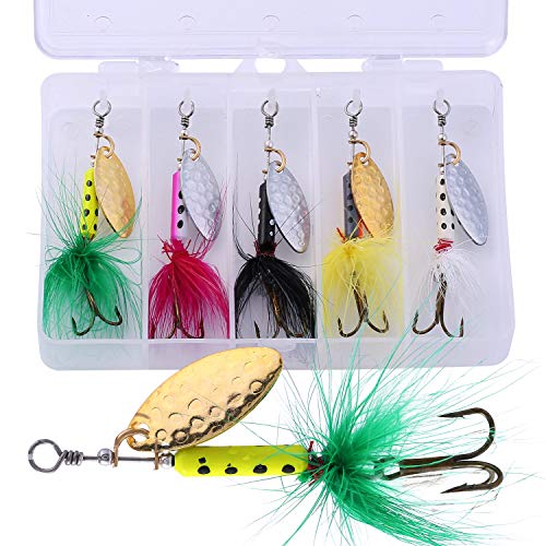 Sougayilang Fishing Lure Spinnerbaits 5Pcs/10Pcs Spinner Baits Kit for Trout Bass Salmon …