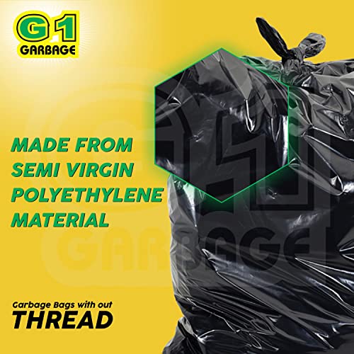 Image of G 1 Garbage Bags And Covers Large Size Black Color 25 X 30 Inch Pack Of 3, 42 Pieces, Plastic, Pack of 42