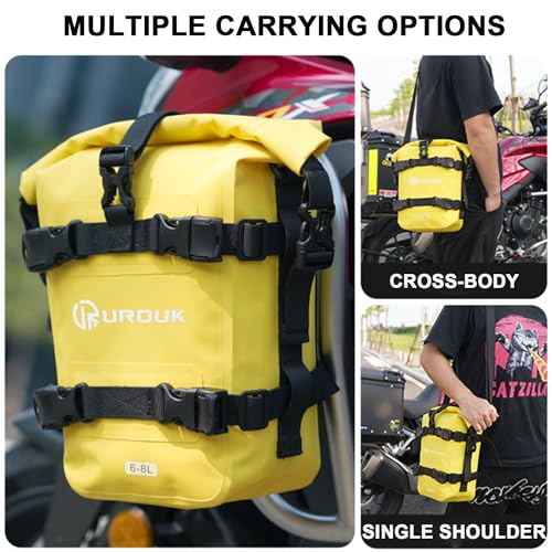 UROUK Bolsa à prova d'água de 6 a 8 L para motocicleta com alça de ombro - Equipamento essencial pa