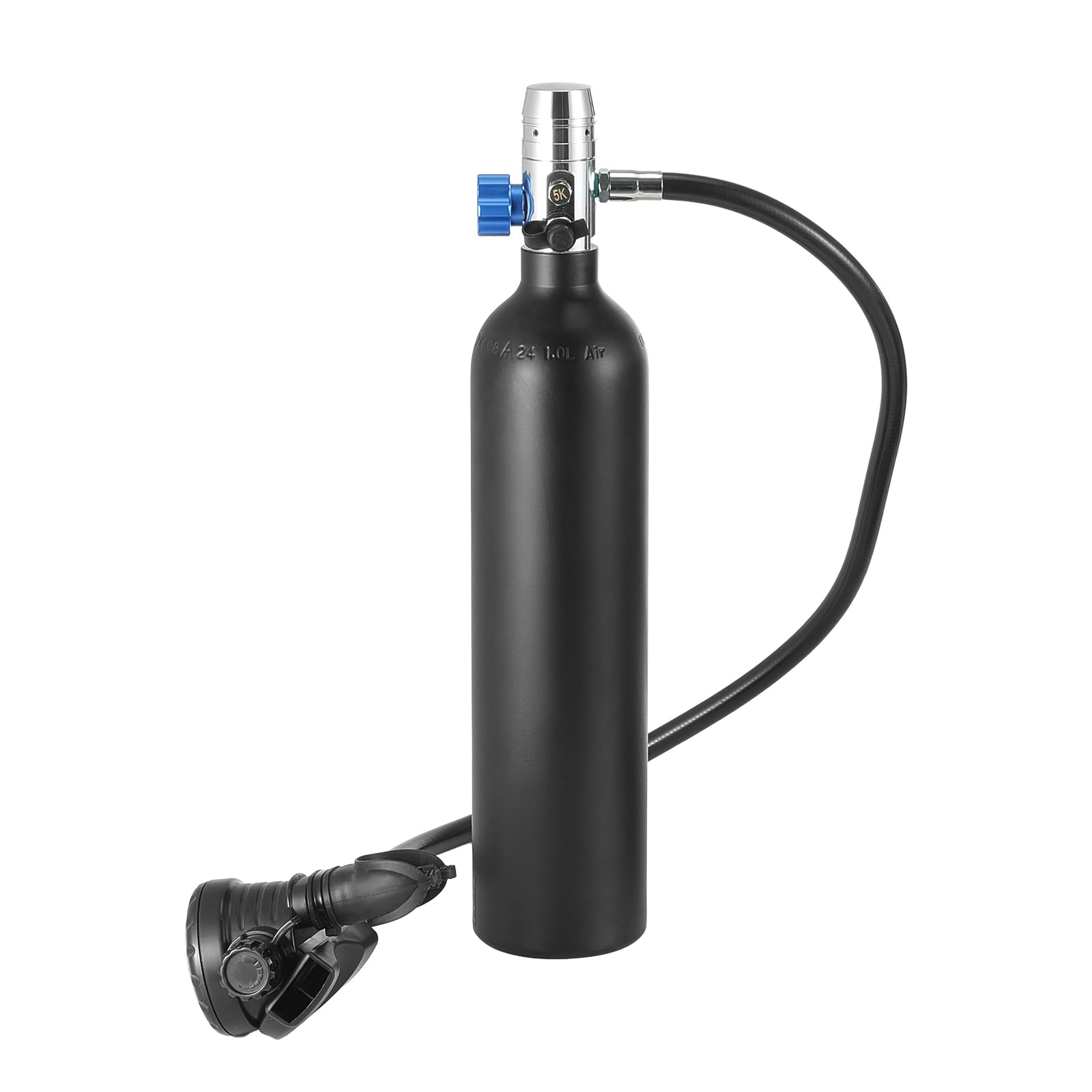 VEVOR Bombola Subacquea Portatile, capacità del Cilindro 1 L Bombola di Ossigeno per Immersioni, Supporta 15 a 20 Minuti di Respirazione Subacquea, profondità di Immersione 30 m con Pompa, Nero