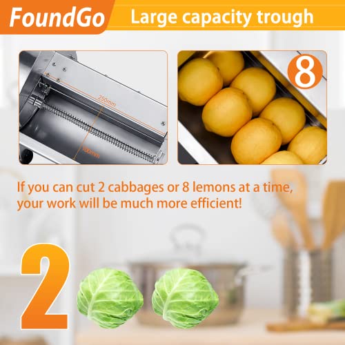 Foundgo Electric Vegetable Fruit Slicer, Commercial Food Slicing Machine 0-10Mm (0-0.4’’) Stainless Steel Onion Chopper, Automatic Cutter For Potato Cabbage Lemon Tomato #TOP4