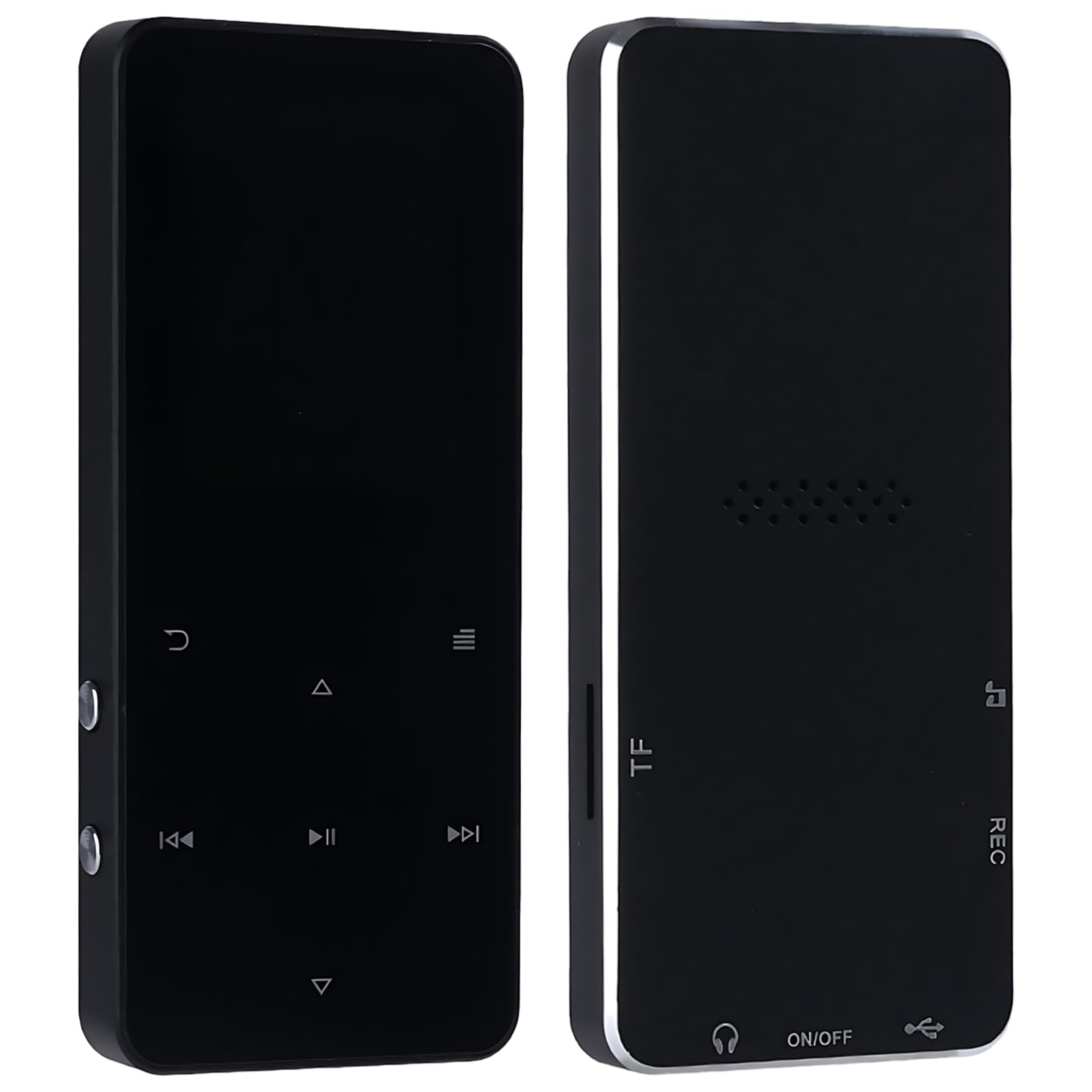 Reproductor MP3 con radio inalámbrico y FM, almacenamiento de 128 GB, pantalla táctil, lector de libros electrónicos, soporta sonido sin pérdidas, batería de 350 mAh, incluye auriculares y cable de