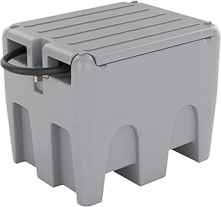 48 Gallon Portable Fuel Transfer Tank with 12V Electric Pump, 10GPM Flow, 13Ft Hose & Auto Nozzle – Diesel Transfer Tank for Trucks, Tractors, Boats, Generators – Gray