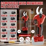Cordless Electric Pruning Shears for Milwaukee 18V, Brushless Secateurs Scissors with 2 Gears 4mm Cutting Diameter and 6.9Ft Extension Pole, Garden Pruner for Pruning Trees Shrubs Branch (Red)