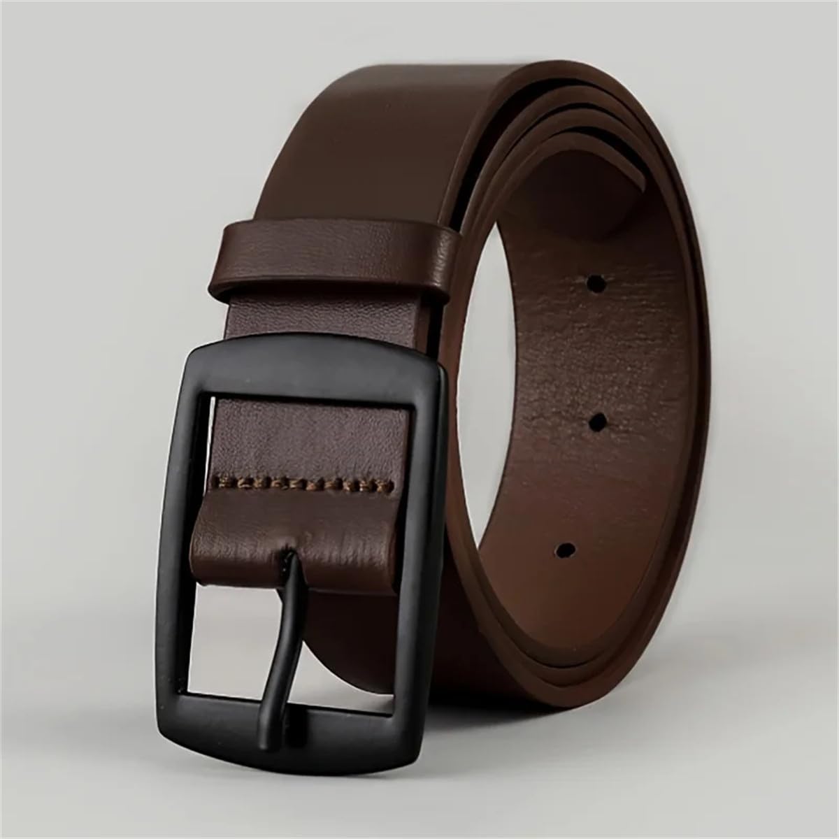 Yeuyyben Cinturón de piel sintética para hombre, hebilla de metal, cinturón de cintura para jeans, talla grande